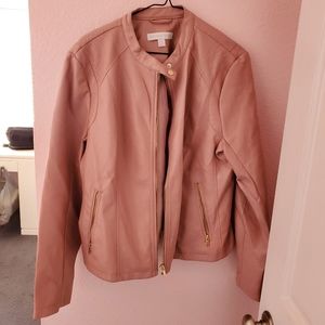 New York and Company  Pink Faux leather Motto jacket  XL